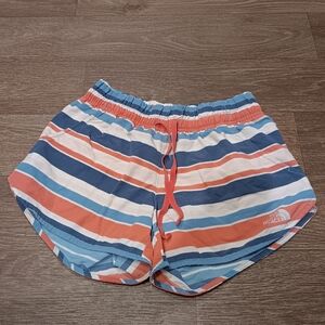 The North Face Women's Athletic Striped Shorts - Blue and Orange Sz Xs